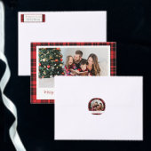 Buffalo Plaid Kerstfoto Keepsake Ornament