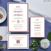 Formeel Klassiek Bruine en Gouden Monogram Huwelij Menu