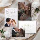 Elegante klassieke kalligrafie sparen de datum sti vierkante sticker