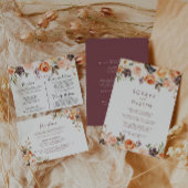 Classic Chic Boho Floral Trifold Wedding Drieluik Uitnodiging