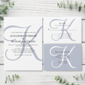 Modern klassiek monogram | Dusty Blue Wedding RSVP Kaartje (Personaliseer de collectie van deze zelfstandige maker.)