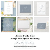Elegant Monogram Script Dusty Blue Eenvoudige brui Uitnodigingen Wikkel