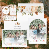 Klassieke Elegante Vrolijke Kerstmis Twee Foto Feestdagenkaart