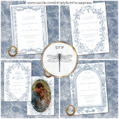 Classic Elegant Dusty Blue Delicate Floral Wedding Kaart