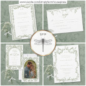 Classic Elegant Sage Green Floral Frame Wedding RSVP Kaartje