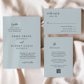 Klassieke gedempte blauwe elegante bruiloft ronde sticker