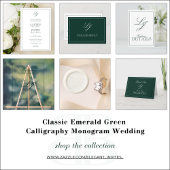 Classic Emerald Green Monogram Foto bedankt Kaart