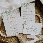 Klassieke Eucalyptus Gold Leaf-Huwelijkscadeaus Informatiekaartje