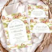 Classic Farm Animals Barnyard Baby Shower Kaart