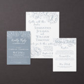 Dubbelzijdig Dusty Blue Boho Floral Wedding Drink+ Menu (Personaliseer de collectie van deze zelfstandige maker.)