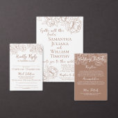 Tweezijdige Mocha Mousse Boho Bloemige Trouwbar+ Menu (Personaliseer de collectie van deze zelfstandige maker.)