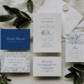 Chique blauw en wit bloemmotief inpakpapier vel