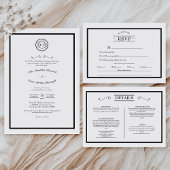 Klassieke Casual zwarte witte bruiloft RSVP