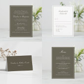 Classic Script Elegant Wedding Custom Olive Wijn Etiket