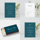 Elegant Classic Script Wedding Teal Blue Folded Bedankkaart