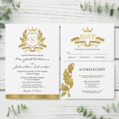 Classic Gold Crest Wedding Menu Kaart (Personaliseer de collectie van deze zelfstandige maker.)
