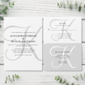 Modern Klassiek Monogram in Grijs Bruiloft Kaart (Personaliseer de collectie van deze zelfstandige maker.)