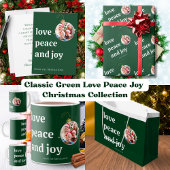 Green Christmas Family Photo Love Peace Joy  Papieren Bordje