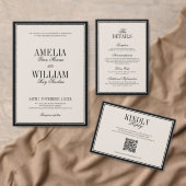 Old Money Classic Luxury Black Cream Wedding Uitnodigingen Wikkel (Personaliseer de collectie van deze zelfstandige maker.)