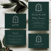 Elegante Monogram Crest Forest Green Wedding Menu