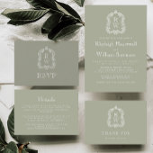  Monogram Crest Namen Sage Green Wedding Kartonnen Onderzetters