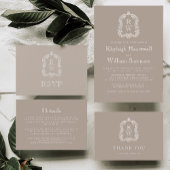 Classic Taupe Monogram Crest Script Save The Date