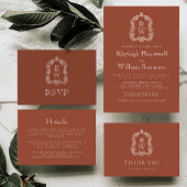 Monogram Crest Terracotta Wedding Programmakaart