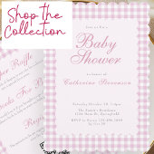 Roze Gingham Baby Shower Uitnodiging