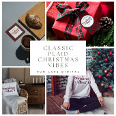 Tijdloze Tartan Plaid Vintage Kerstvibes Wijn Etiket