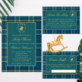 Classy Plaid Horse Equestrian Baby shower Achtergr Wandkleed
