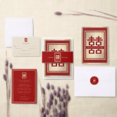 Gold Rectangle Double Happiness Chinese Wedding Papieren Bordje (Personaliseer de collectie van deze zelfstandige maker.)