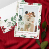 Classic Holiday Poinsettia Fotocadeau Label Cadeaulabel (Personaliseer de collectie van deze zelfstandige maker.)