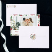 Elegant Poinsettia Twee foto vakantie Ornament