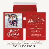 Vrolijk Kerstmis Leuk Rood Script Custom Ronde Sticker