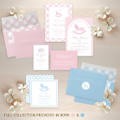 Pink Gingham Rocking Horse Baby shower Satijnen Lint