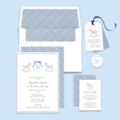 Elegant Rocking Horse Monogram Baby Boy Stationery Bedankkaart