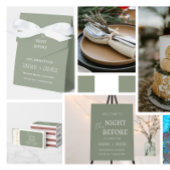 Sage Green Minimal de nacht voor de bruiloft Uitnodigingen Wikkel