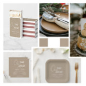 Minimalistische Taupe White repetitie diner bruilo Bedankdoosjes