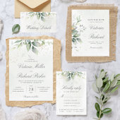 Eucalyptus leveert Greenery Wedding Reception Informatiekaartje