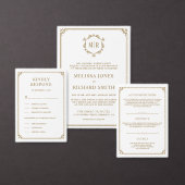 Monogram QR-code fotocollage wit goud bruiloft Save The Date (Personaliseer de collectie van deze zelfstandige maker.)