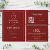 Minimalist Monogram Wine Red Wedding Photo Save The Date (Personaliseer de collectie van deze zelfstandige maker.)