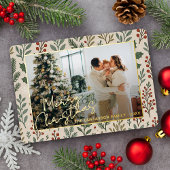 Aangepaste naam op botanische Holly Berry patroon Kleine Kerstsok