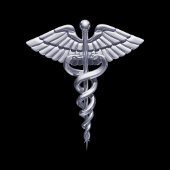Classy Silver Medical Caduceus op Black Klembord