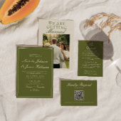 Fancy Olijfgroen Oud Geld Retro Bruiloft Menu