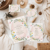 Classy Spring Wildflower Meadow Garden Wedding RSVP Kaartje