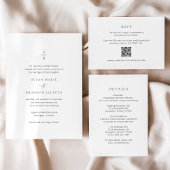 Clean Black and White Monogram Modern Wedding Informatiekaartje