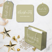 Elegante eenvoudige schone salie groene kerst feestdagenkaart