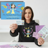 Pink Ivory Janitorial Cartoon Maid House Cleaning Deurbordje