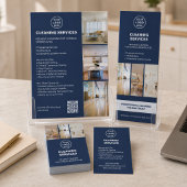 Moderne Blauwe Schoonmaakdiensten met QR Flyer