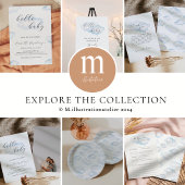 Waterverf Blue Cloud Baby shower-uitnodiging Kaart